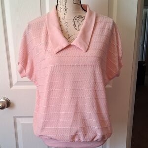 Soft Pink Collard Blouae. Large